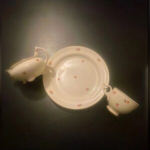 Vintage 1940s Cunningham & Pickett Cardinal China: Gold Trim Dishes Ohio